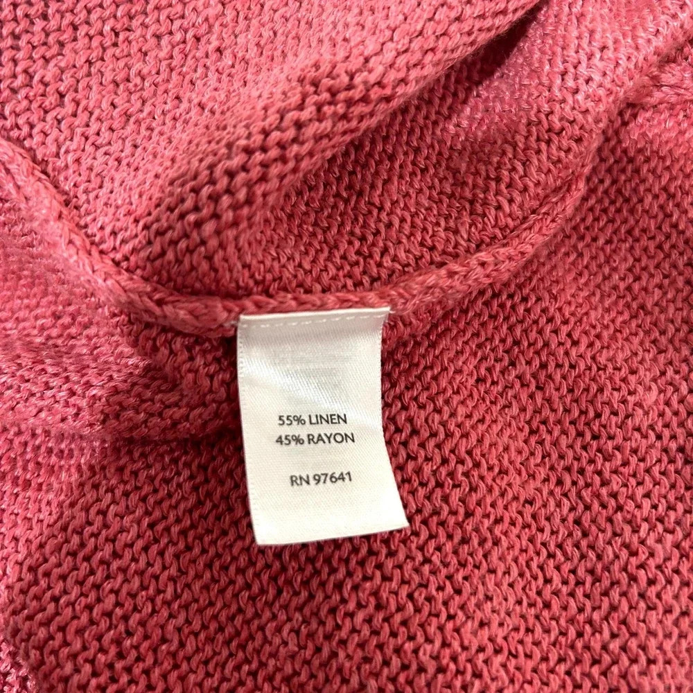 J. Jill Sweater Extra Small XS Women's Coral Linen & Rayon Open Front Cardigan - Picture 11 of 11